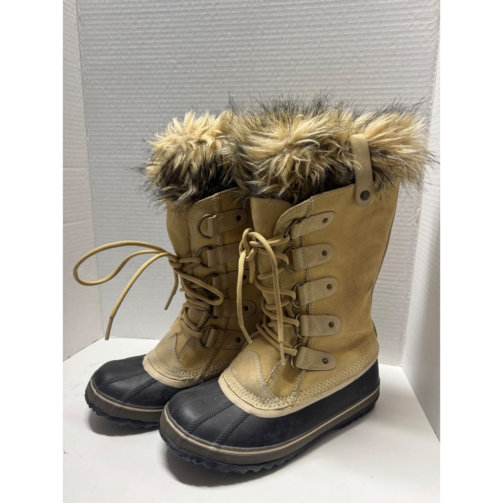 Sorel Joan of Arctic Waterproof Winter Boots Tan Faux Fur NL1540-232 Womens 7